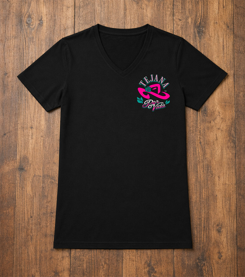 Tejana Por Vida: Shirt Rose Tee BLK/HPNK/TRQ