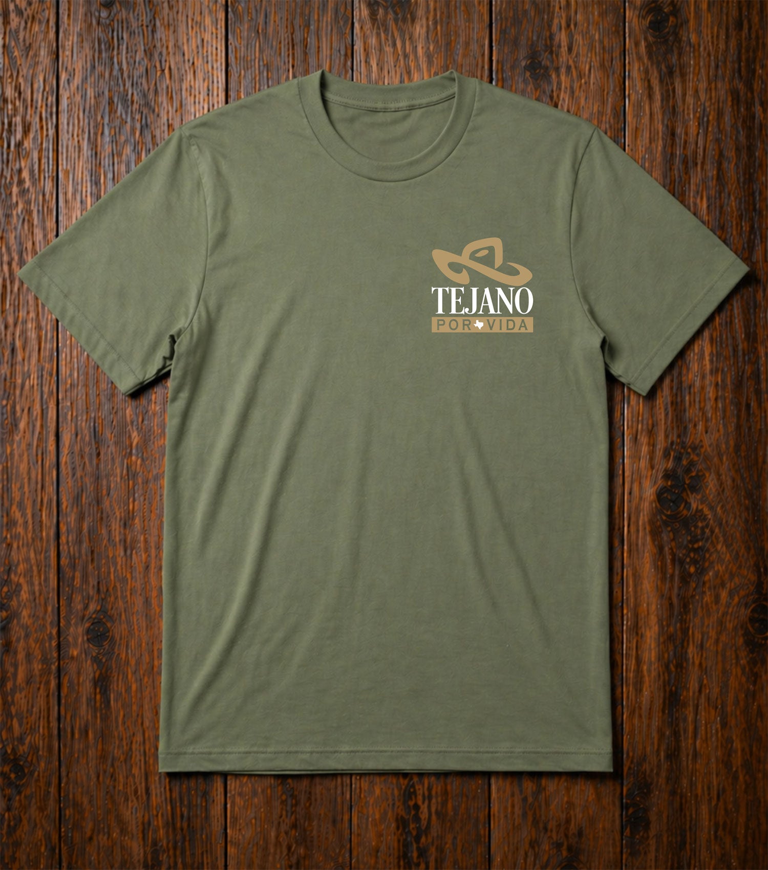 Tejano Por Vida: Shirt Classic MILGRN/Tan/Wht