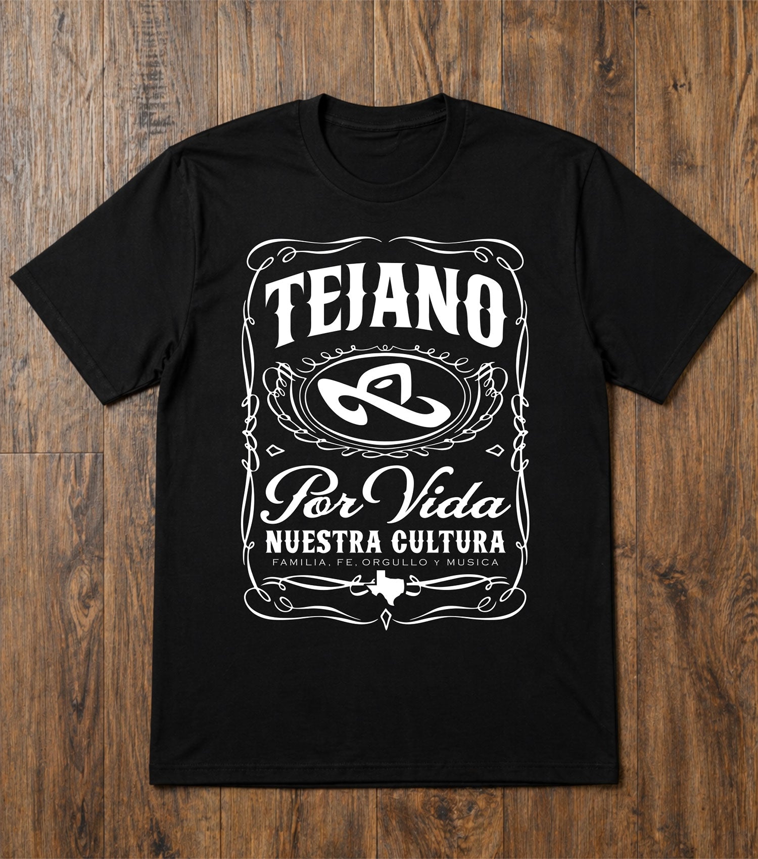 Tejano Por Vida: Shirt Por Vida Saloon Tee Blk/Wht
